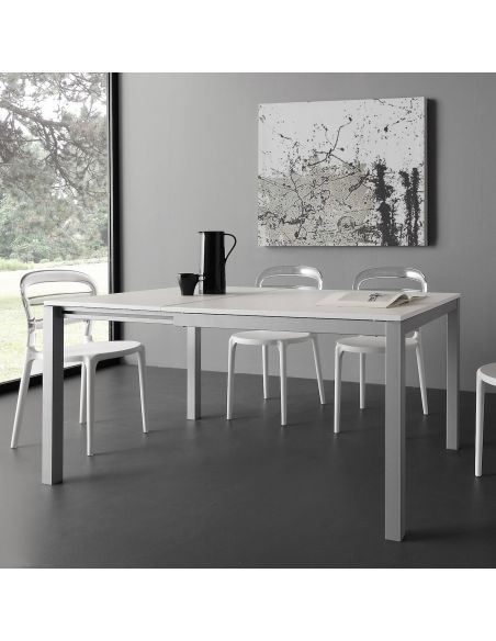 Tavolo quadrato allungabile in metallo e nobilitato Felix QD