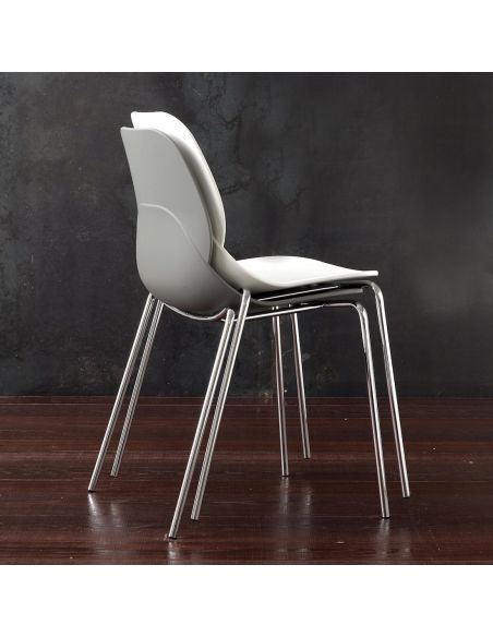 Sedia impilabile cromata per sala pranzo Kiki Metal Sedia impilabile cromata per sala pranzo Kiki Metal
