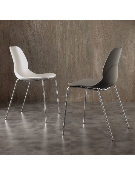 Sedia impilabile cromata per sala pranzo Kiki Metal Sedia impilabile cromata per sala pranzo Kiki Metal