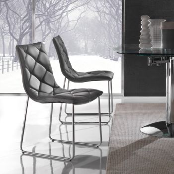 Coppia sedie a slitta design moderno in metallo ed ecopelle Armas 2