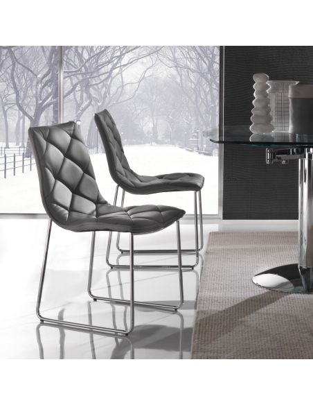 Coppia sedie a slitta design moderno in metallo ed ecopelle Armas