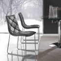 Coppia sedie a slitta design moderno in metallo ed ecopelle Armas