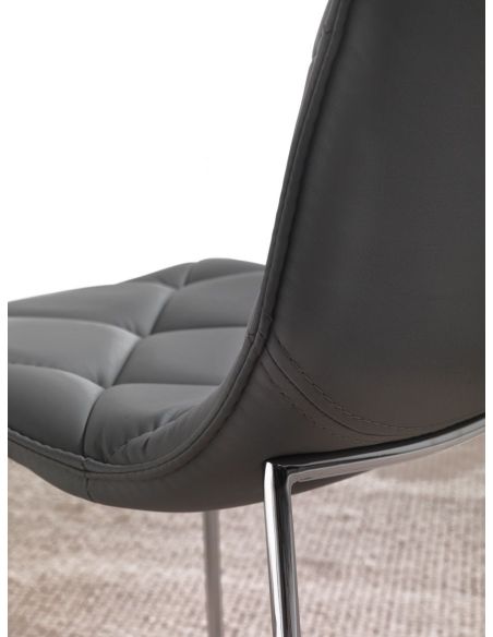 Coppia sedie a slitta design moderno in metallo ed ecopelle Armas