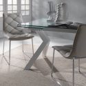 Coppia sedie a slitta design moderno in metallo ed ecopelle Armas