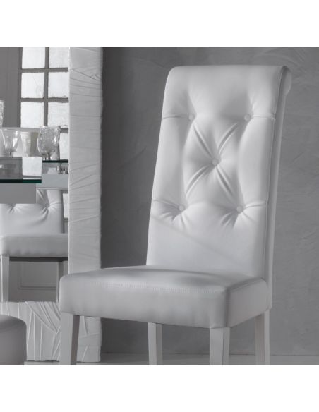 Coppia sedie schienale alto in ecopelle trapuntata Hilma