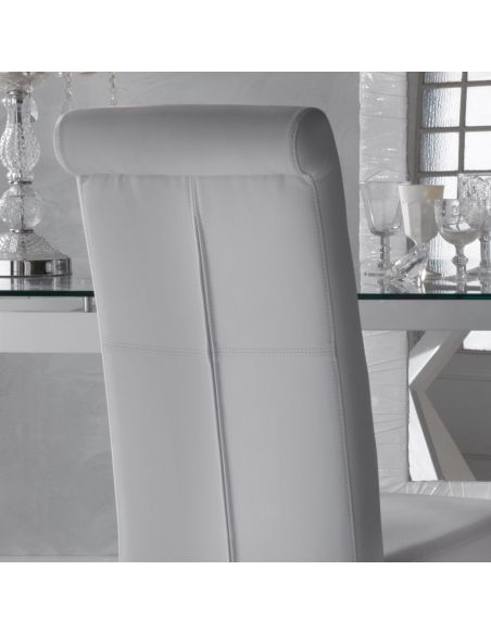 Coppia sedie schienale alto in ecopelle trapuntata Hilma