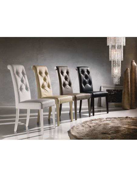 Coppia sedie schienale alto in ecopelle trapuntata Hilma