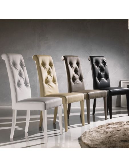 Coppia sedie schienale alto in ecopelle trapuntata Hilma