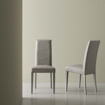 Coppia sedie schienale alto in ecopelle grigio Janika