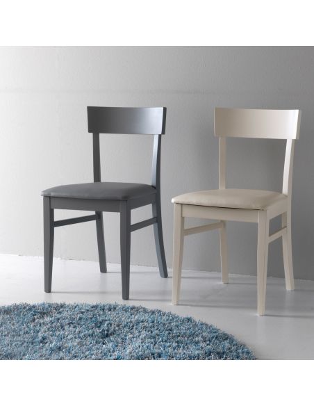 Coppia sedie in legno ed ecopelle design moderno Candis