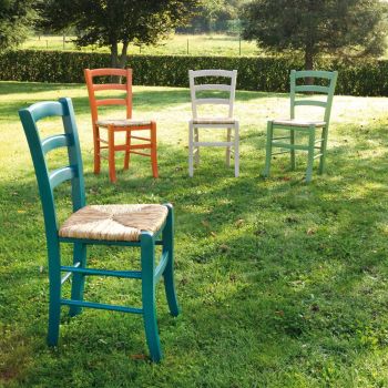 Coppia sedie in paglia colorata per sala pranzo Coretta