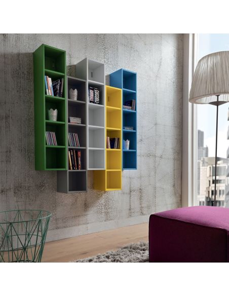 Libreria a parete composizione multicolore Eloise