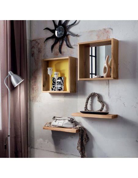 Coppia mensole moderne a muro in legno massello Elias