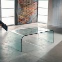 Tavolino rettangolare in vetro curvato 110 x 60 cm Stefan