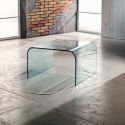Tavolino quadrato in vetro curvato trasparente 60 x 60 cm Kristen