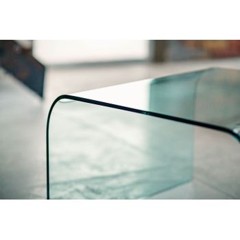Tavolino quadrato in vetro curvato trasparente 60 x 60 cm Kristen 2