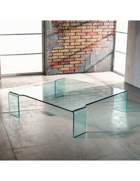 Tavolino da salotto in vetro curvato 100x100 cm Addison