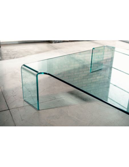 Tavolino da salotto in vetro curvato 100x100 cm Addison