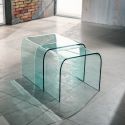 Coppia tavolini in vetro curvato sovrapponibili 48 x 48 cm Britta