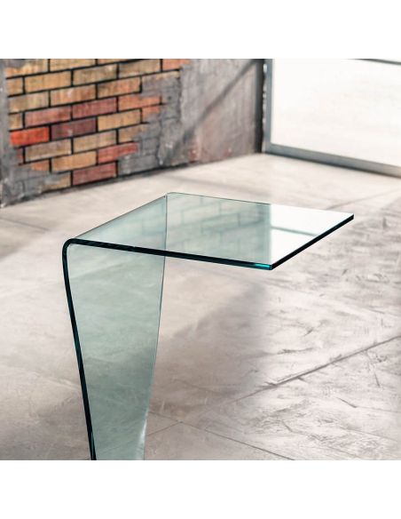 Tavolino in vetro curvato lato divano 40 x 40 x 60 cm Sabine