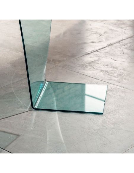 Tavolino in vetro curvato lato divano 40 x 40 x 60 cm Sabine