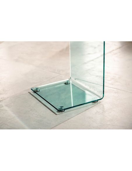 Tavolino lato divano in vetro curvato trasparente Jorge