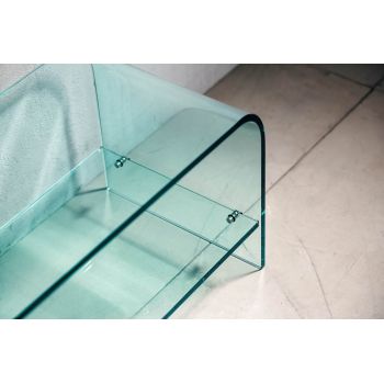 Tavolino porta TV in vetro curvato trasparente Katie 2
