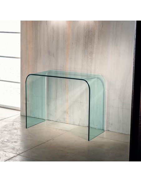 Consolle per ingresso in vetro curvato trasparente Joshua