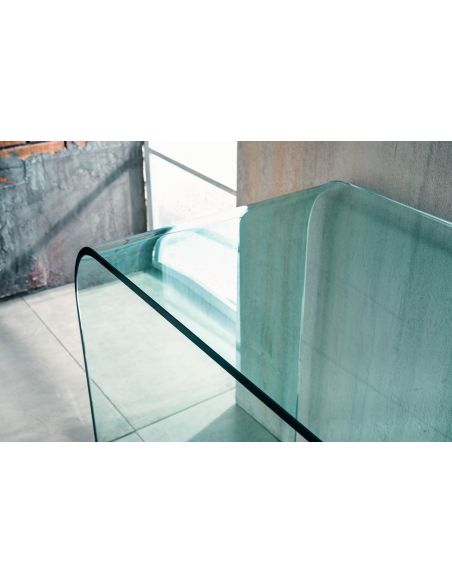 Consolle per ingresso in vetro curvato trasparente Joshua