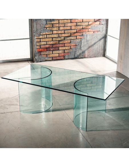 Tavolino da salotto in vetro curvato trasparente temperato Diorik Tavolino da salotto in vetro curvato trasparente temperato Diorik