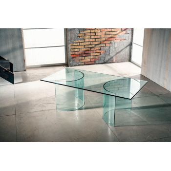 Tavolino da salotto in vetro curvato trasparente temperato Diorik 2
