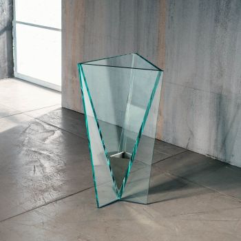 Consolle 125x40 cm in vetro trasparente curvato - City