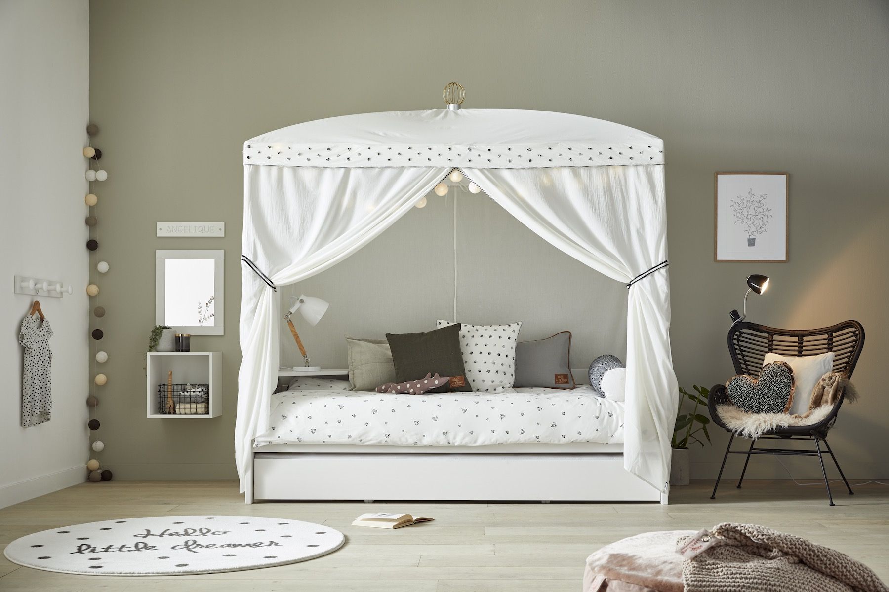 Letto a baldacchino per bambini con letto estraibile Dottie