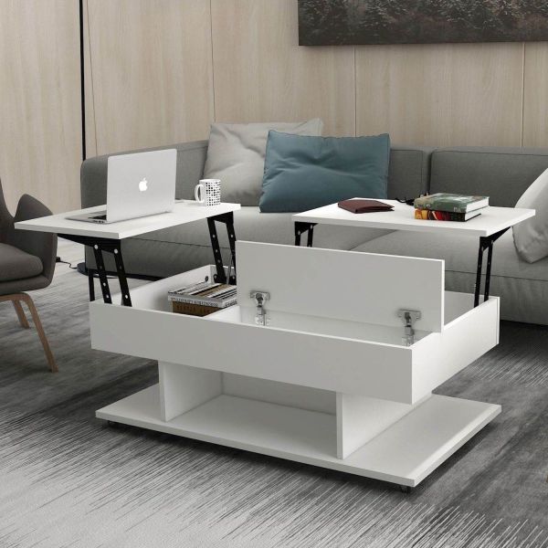 Tavolino Da Caffè Con Piano Rialzabile VASAGLE - 100x50 Cm, Cassetti E Scomparti, Stile Industriale (Marrone/Nero) - Foto 9