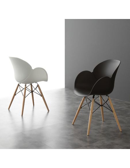 Coppia sedie design in polipropilene Evette Wood Coppia sedie design in polipropilene Evette Wood
