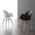 Sedia design in polipropilene bianca o nera Evette Wood