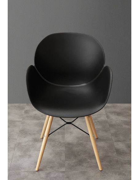 Coppia sedie design in polipropilene Evette Wood Coppia sedie design in polipropilene Evette Wood