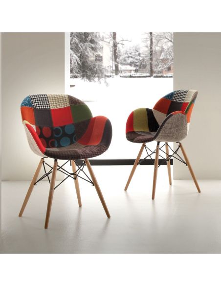 Sedie patchwork multicolore per salotto moderno Evette Patch Sedie patchwork multicolore per salotto moderno Evette Patch