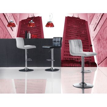 Sgabello design regolabile in altezza in metallo cromato ed ecopelle Murilo 2