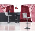 Sgabello design regolabile in altezza in metallo cromato ed ecopelle Murilo