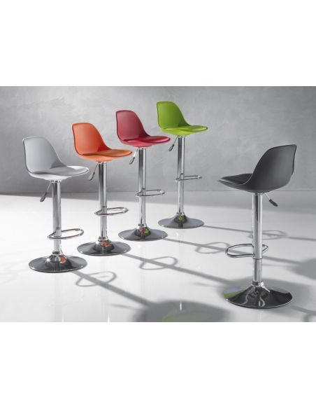 Sgabello cucina regolabile in polipropilene metallo ed ecopelle Isaque