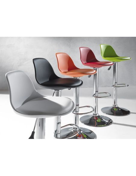 Sgabello cucina regolabile in polipropilene metallo ed ecopelle Isaque