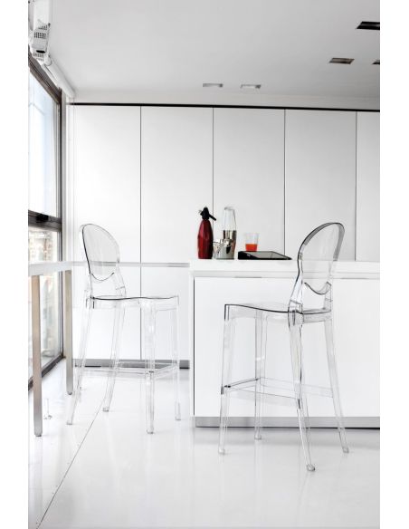 Coppia sgabelli trasparenti da cucina in policarbonato Yannou Coppia sgabelli trasparenti da cucina in policarbonato Yannou