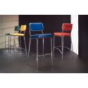 Sgabello imbottito design moderno in ecopelle e metallo cromato Derrien