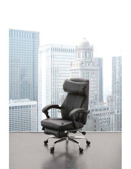 Poltrona ufficio reclinabile in ecopelle nera Riside  Poltrona ufficio reclinabile in ecopelle nera Riside