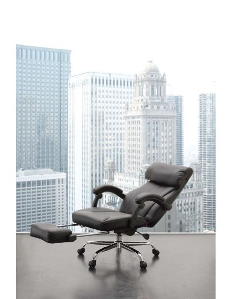 Poltrona ufficio reclinabile in ecopelle nera Riside  Poltrona ufficio reclinabile in ecopelle nera Riside