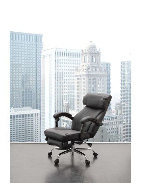 Poltrona ufficio reclinabile in ecopelle nera Riside  Poltrona ufficio reclinabile in ecopelle nera Riside