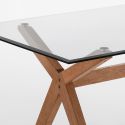 Scrivania ufficio in legno massello chiaro e vetro moderna Heta 