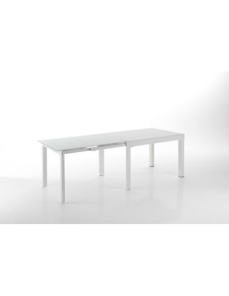 Tavolo allungabile moderno in vetro e metallo Bigisio
