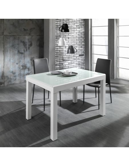 Tavolo allungabile moderno in vetro e metallo Bigisio